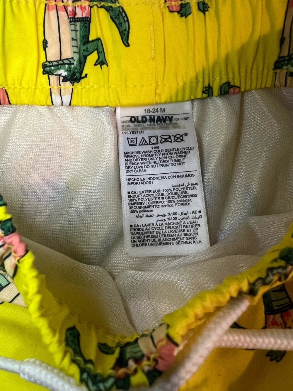 Set of Three Old Navy Swim Shorts in Neons & Alligator Print in Size 18-24 Month